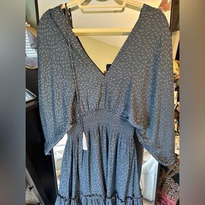 NWT Lovestitch Star Jacquard Blue Split Sleeve Melanie Dress